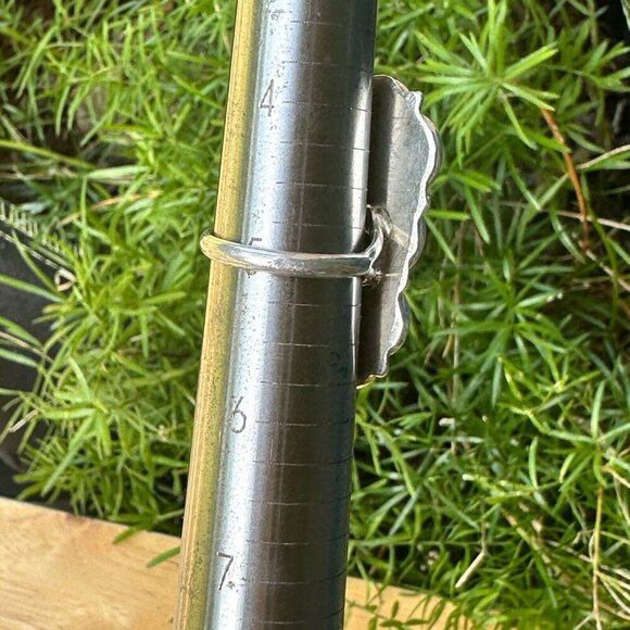 VTG Old Pawn Navajo 5.9g Sterling Silver Ring Natural Turquoise Coral Size 5 - Picture 5 of 7